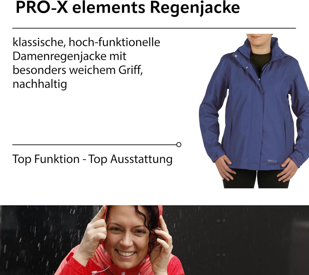 PRO-X elements Damenjacke CARRIE I Damen Regenjacke mit verschweissten Nähten, Unterarmbelüftung ink