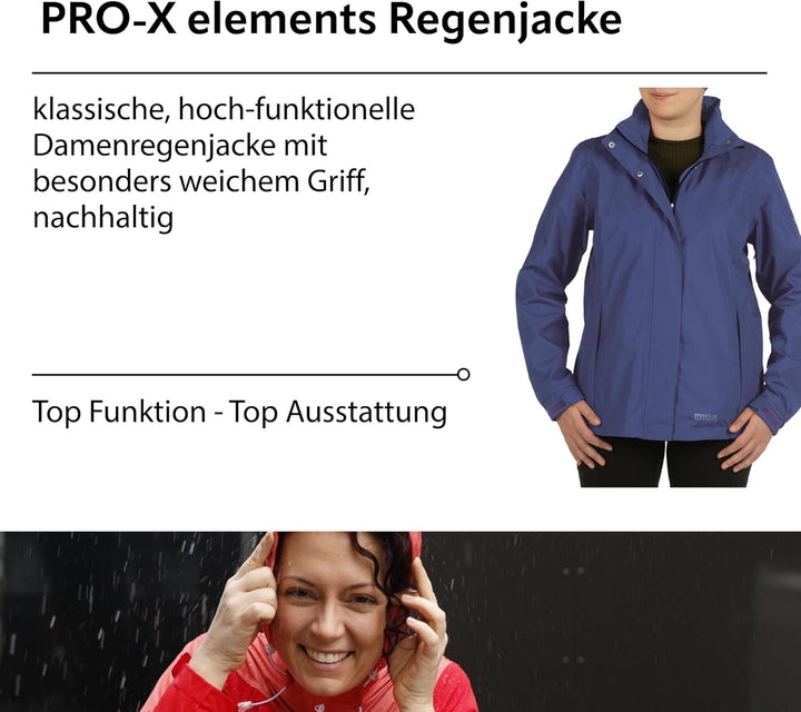 PRO-X elements Damenjacke CARRIE I Damen Regenjacke mit verschweissten Nähten, Unterarmbelüftung ink