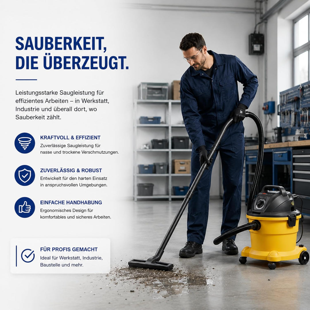 DeClean Universal Wassersaugdüse für Staubsauger – 36 cm, Gummilippen & Nylonhaar, Flexibles Gelenk,