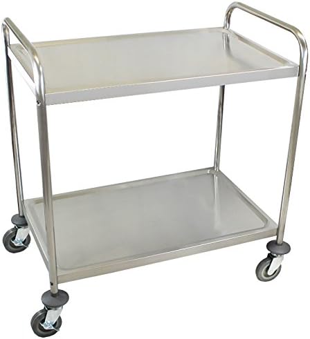 Beeketal 'BSW-2' Edelstahl Servierwagen Transportwagen mit 2 Böden und Rundrohrgestell (belastbar bi