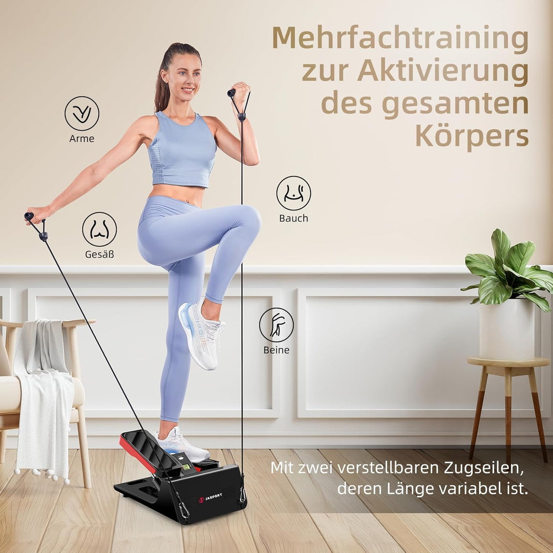 ST3 Mini Stepper mit Power Ropes & Display – Heimtrainer für Zuhause, leise Hydraulik-Zylinder, Fitn