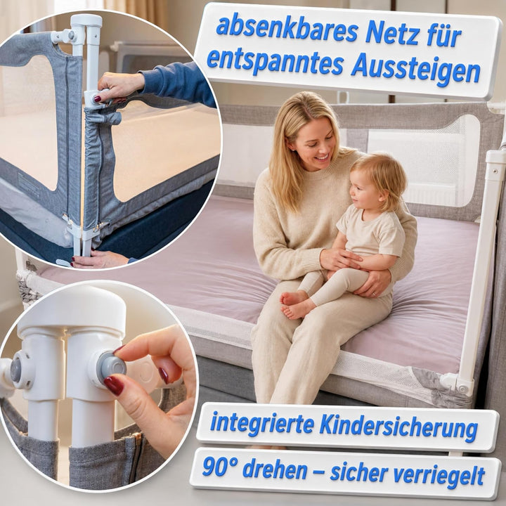 Rausfallschutz Boxspringbett & Bettgitter Rausfallschutz – Bettschutzgitter Set inkl. Befestigungsmö