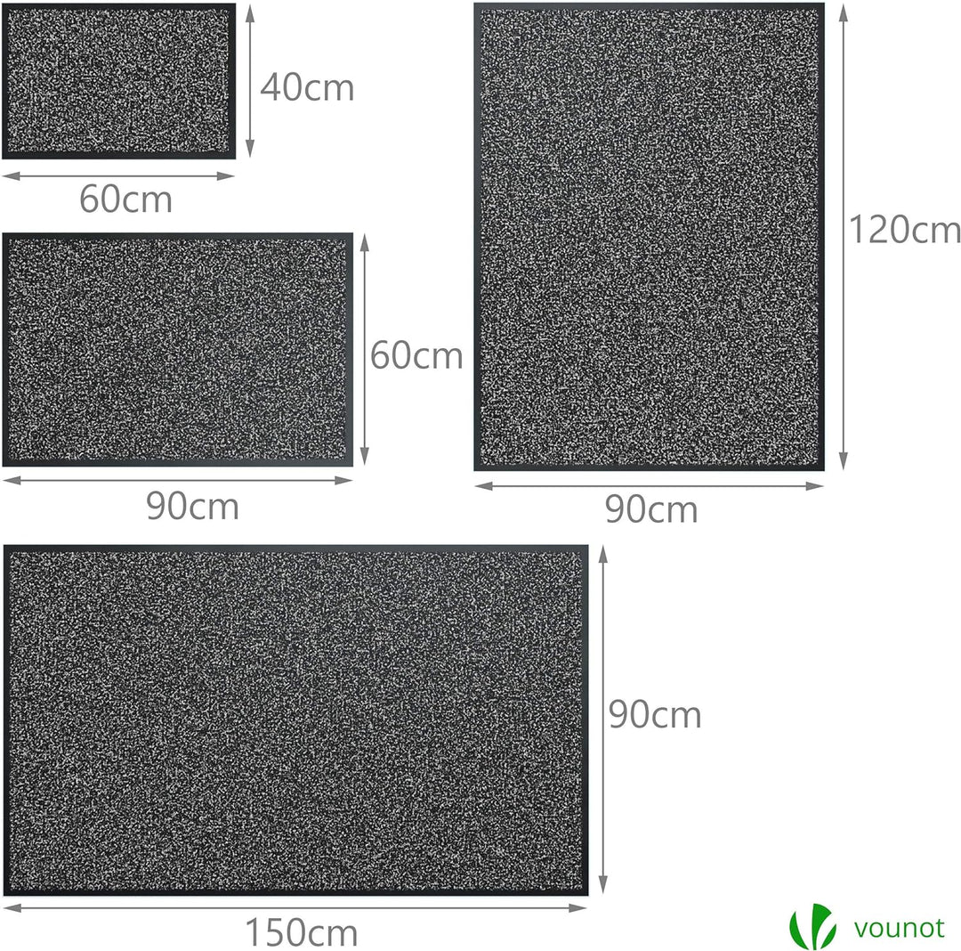 VOUNOT Fussmatte für Haustür Innen und Aussen, Schmutzfangmatte Waschbar, Türmatte rutschfest, Anthr