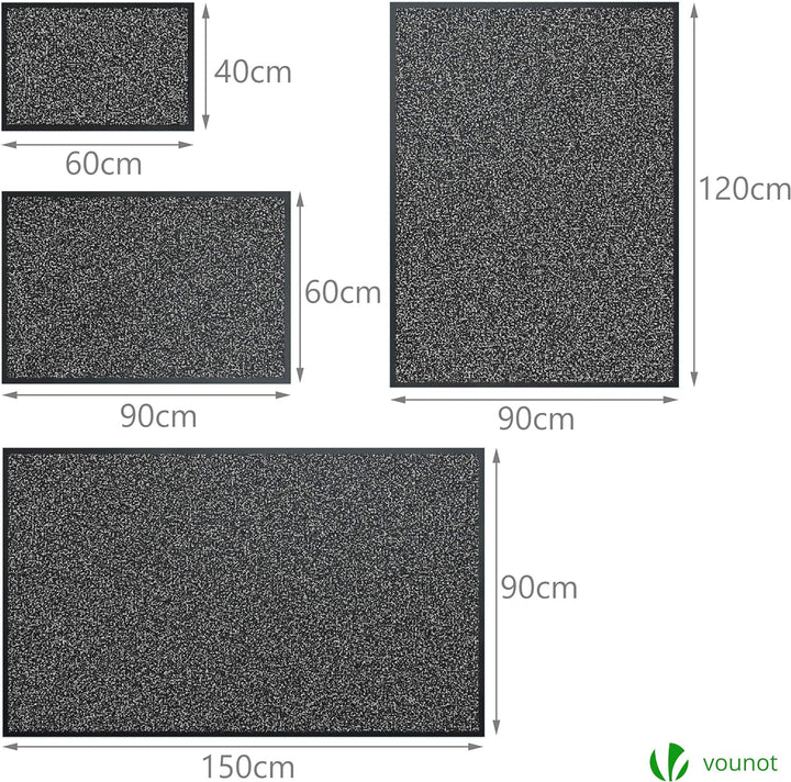 VOUNOT Fussmatte für Haustür Innen und Aussen, Schmutzfangmatte Waschbar, Türmatte rutschfest, Anthr