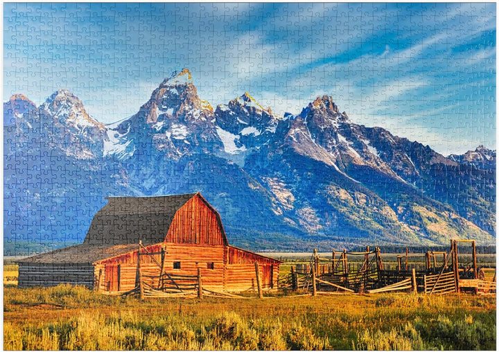 Barn on Mormon Run, Wyoming beliebte Scheune in Jackson Hole - Premium 1000 Teile Puzzle - MyPuzzle