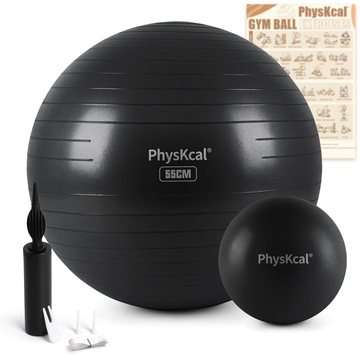 PhysKcal Gymnastikball und 23 cm Pilatesball Set, Anti Burst Gymnastikball, Anti-Rutsch-Sitzball, Ba