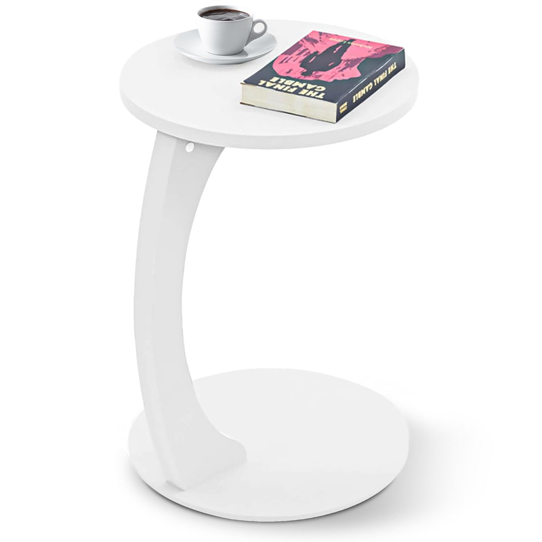 [en.casa] Beistelltisch Holeby Betttisch auf Rollen Laptoptisch Weiss Wohnzimmertisch C-Form Rolltis