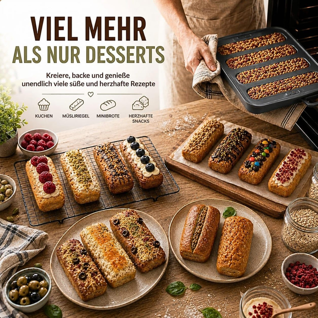 Set mit 4 Silikonformen für Heissluftfritteuse und Backofen 20 x 14,5 cm, Verschiedene Formen für Ri