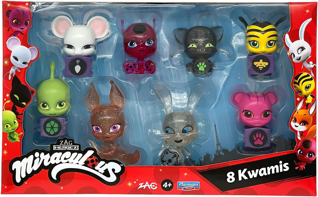 Bandai - Miraculous - Pack mit 8 Kwamis – Miraculous Mini-Figuren Sammlung - Spiel Miraculous Schatu