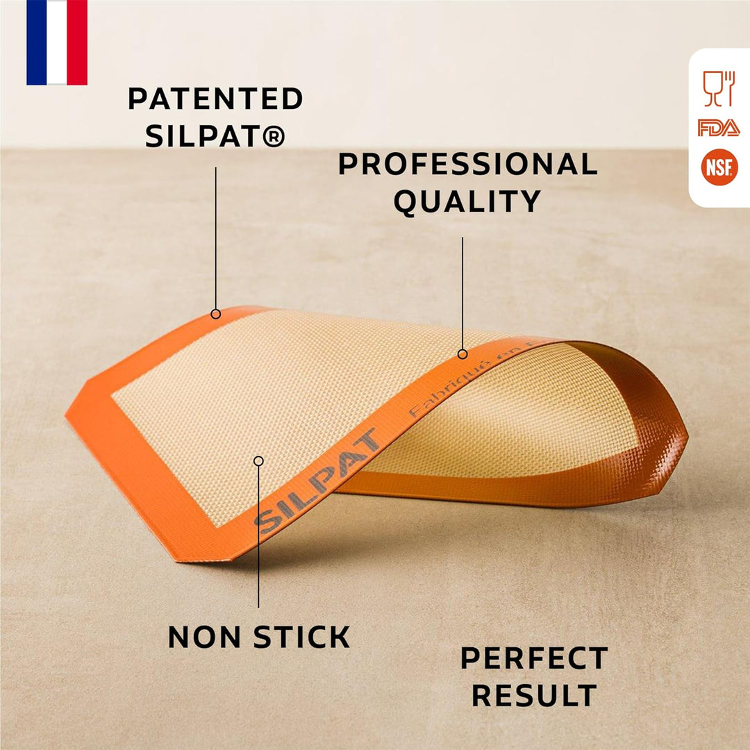 Silpat Premium Antihaftbeschichtete Backmatte, für kleine Biskuitrollen, Grösse 21 x 30 cm, Orange,