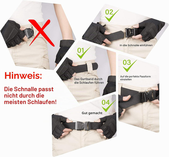 JUKMO Taktischer Gürtel, 2er Militär Wandern 3,8cm Arbeit Gürtel mit Schwere Schnellverschluss Schna