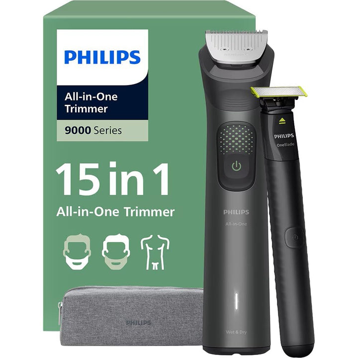 Philips Multigroom Series 9000, 15-in-One Beard Trimmer and Hair Clipper with OneBlade, 2x Original