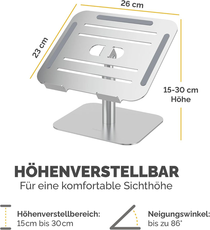 Fellowes Alumia™ Laptopständer – Ergonomisch, höhen- &amp; neigungsverstellbar – Aus recyceltem Aluminiu