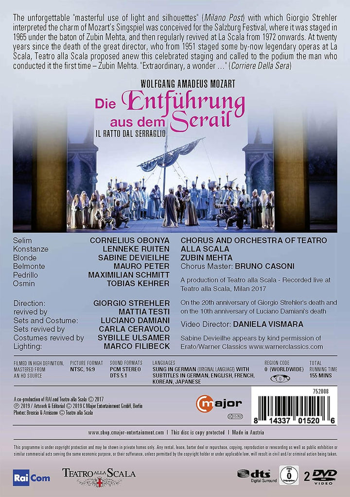 Mozart: Die Entfuhrung aus dem Serail [Teatro alla Scala, Milan 2017], DVD