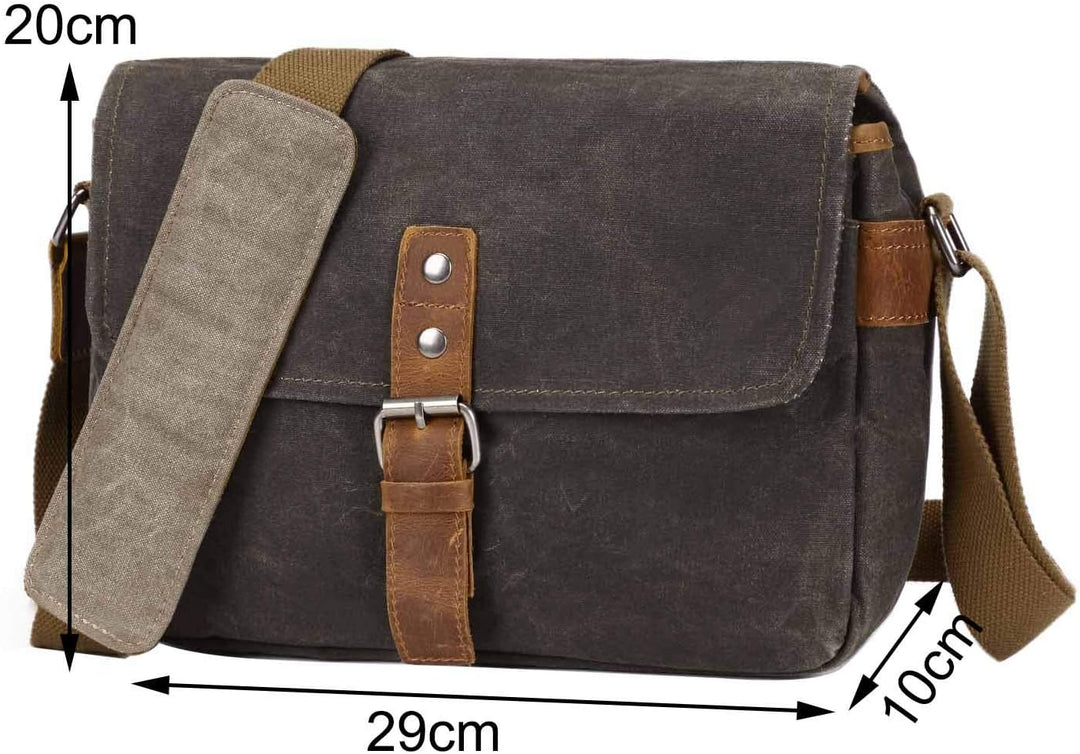 Neuleben Kameratasche Schultertasche mit abnehmbarem Kamerafach Vintage klein Umhängetasche Canvas f