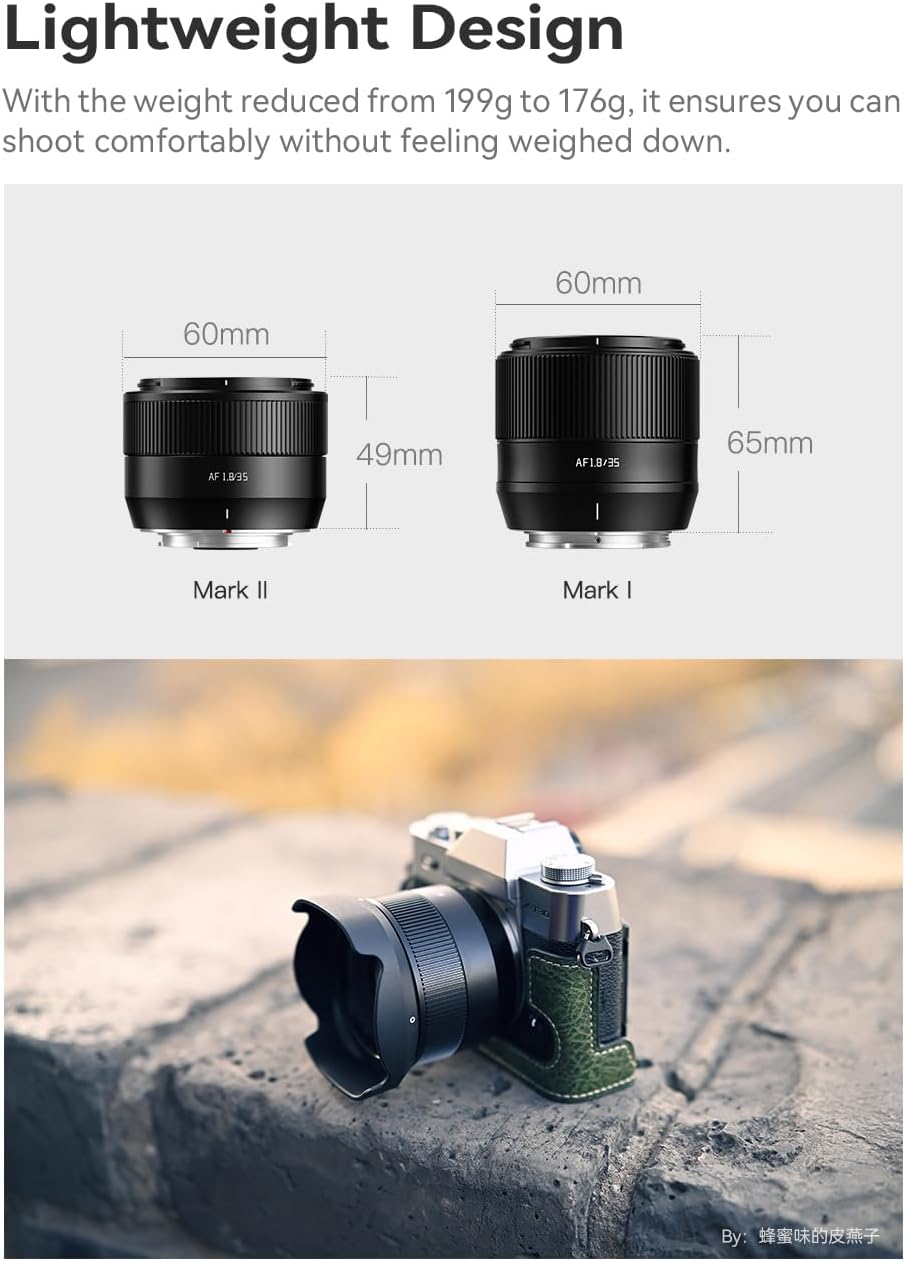 TTartisan AF 35mm F1.8 II Objektiv für Sony, APS-C Autofokus Objektiv E Mount, Leichtes Design Kompa