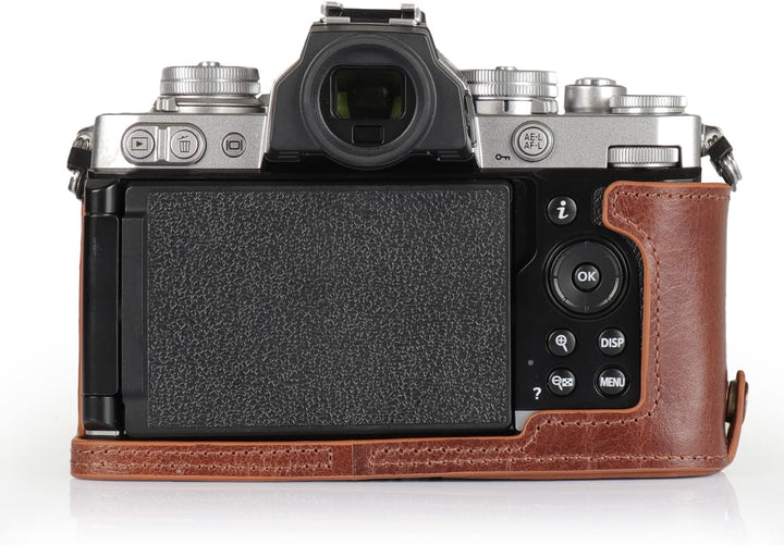 MegaGear MG2016 Ever Ready Genuine Leather Camera Half Case Compatible with Nikon Z fc (Braun), Brau