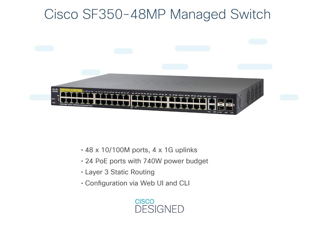 Cisco SF350-48MP SF350-48MP-K9-UK, 48 Port, 10/100 PoE Managed Switch