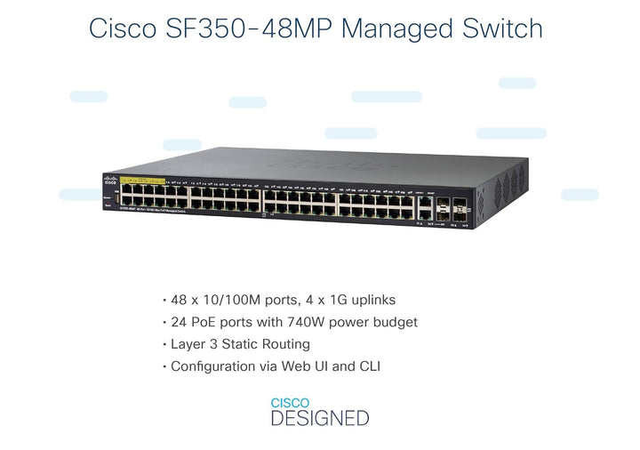 Cisco SF350-48MP SF350-48MP-K9-UK, 48 Port, 10/100 PoE Managed Switch