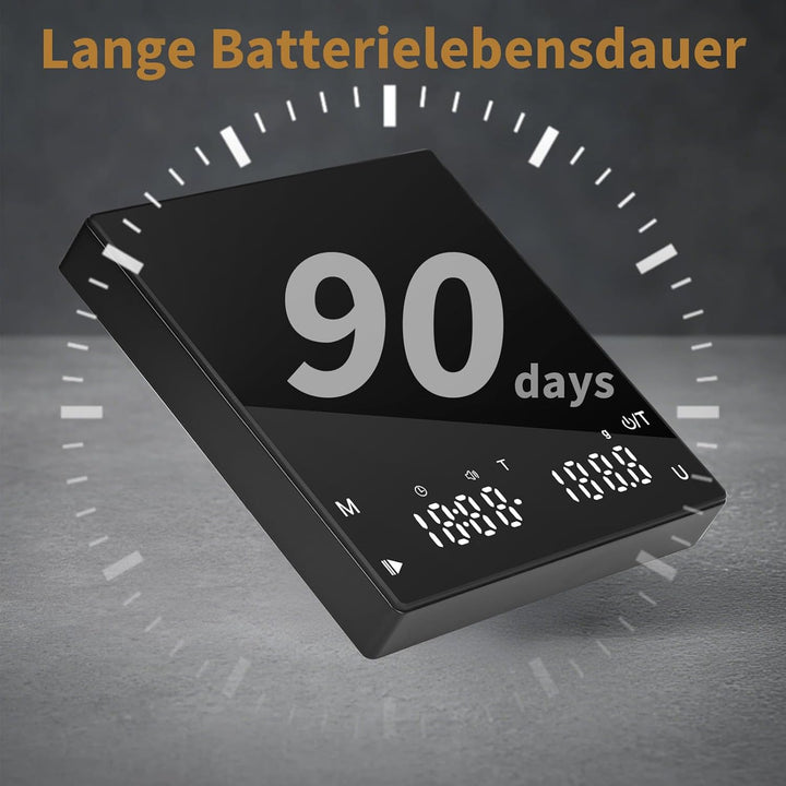 Digitale Kaffeewaage mit Timer, Espresso Waage mit 0,1g Präziser Graduierung, USB Aufladbar Feinwaag