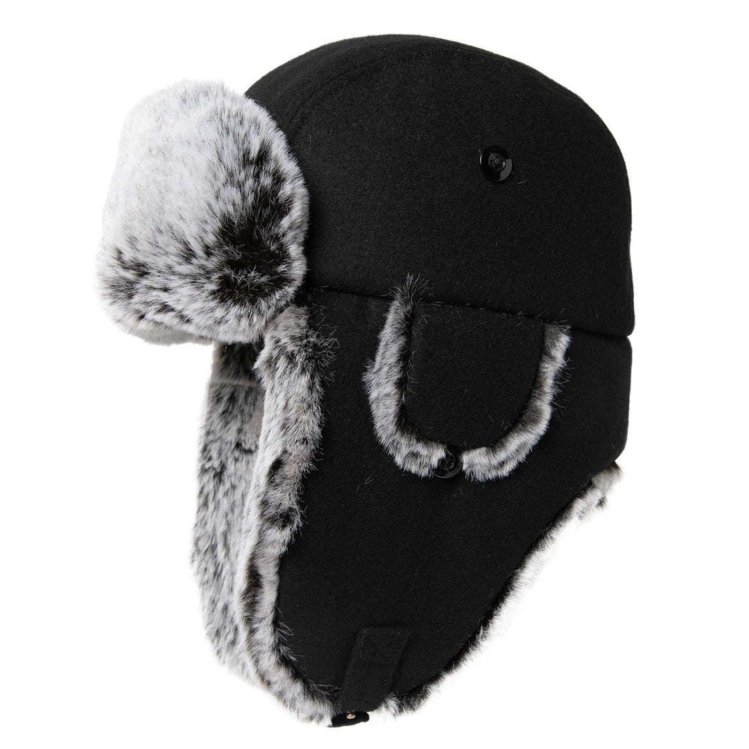 Comhats Winter Trapper-Hut Kunstleder Aviator Pilotenmütze Herren Damen Warm Gefütterte Kunstpelz-Hu