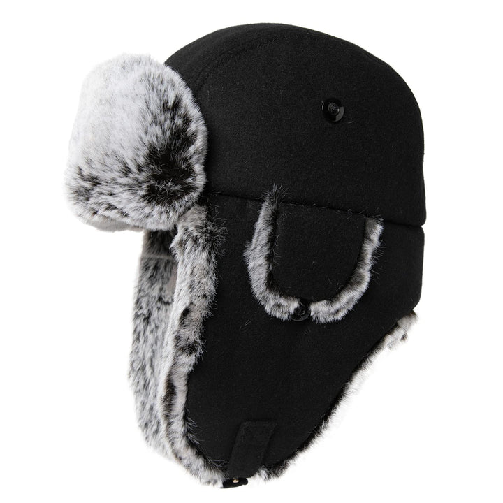 Comhats Winter Trapper-Hut Kunstleder Aviator Pilotenmütze Herren Damen Warm Gefütterte Kunstpelz-Hu