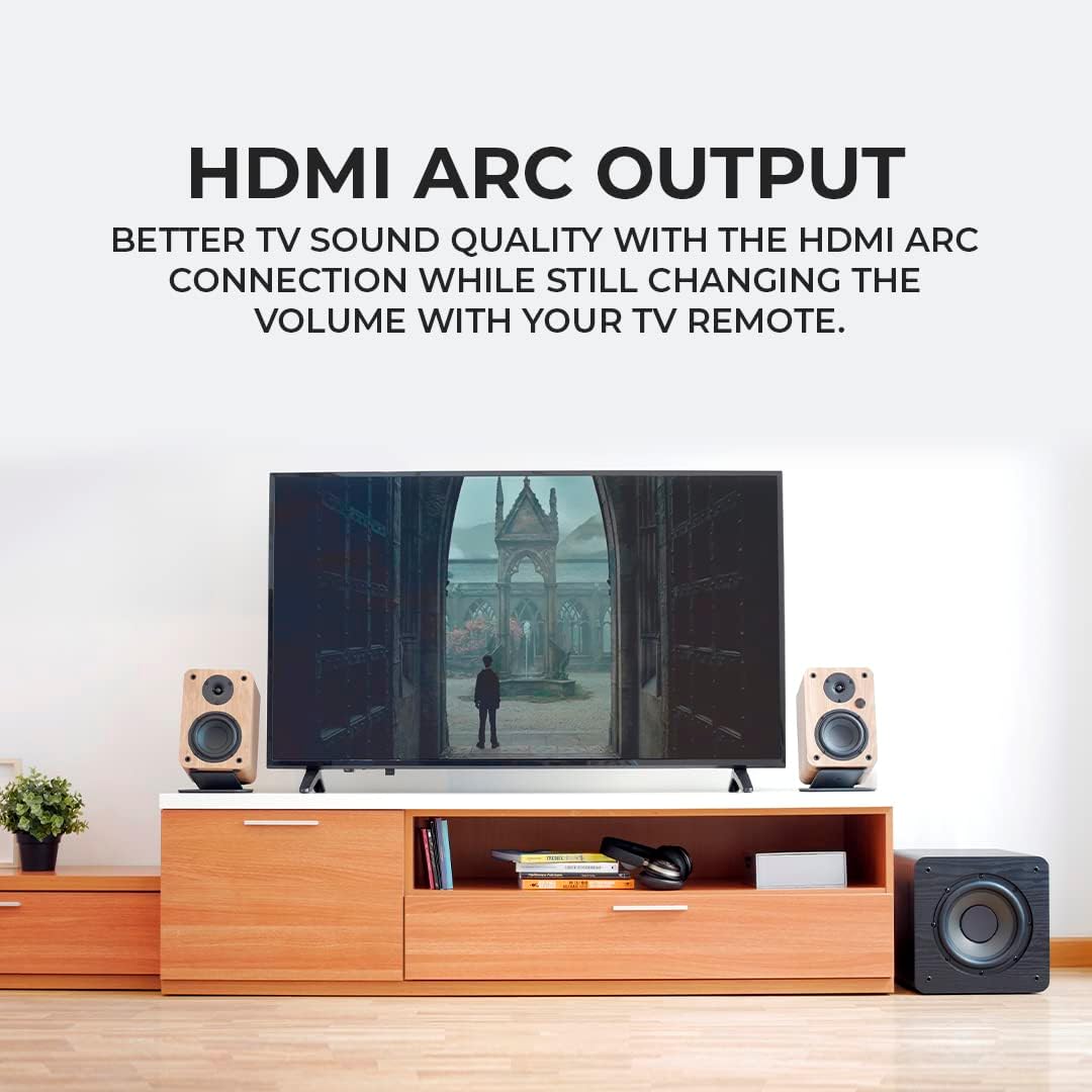VULKKANO A4 ARC Aktivlautsprecher mit 4" Woofer, Bluetooth 5.0, HDMI ARC, Optica, RCA, USB, mit Subw