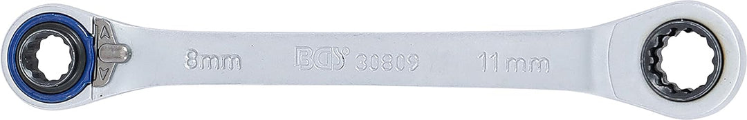 BGS 30809 | Ratschen-Ringschlüssel "4 in 1" | SW 8x9, 10x11 mm, SW 8 x 9, 10 x 11 mm