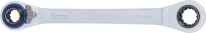 BGS 30809 | Ratschen-Ringschlüssel "4 in 1" | SW 8x9, 10x11 mm, SW 8 x 9, 10 x 11 mm