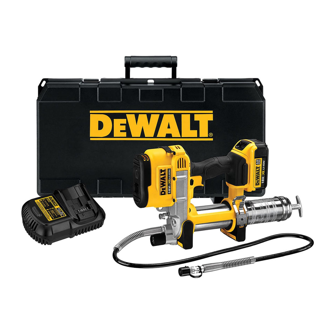 Dewalt 18 Volt Akku-Fettpresse DCGG571M1 (690 bar Arbeitsdruck, Fassungsvermögen: 400 gr. mit Kartus