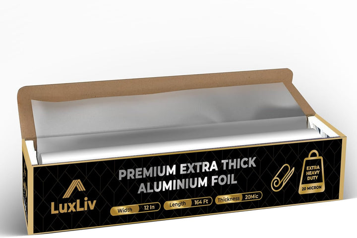 LuxLiv ® 50 m Alufolie - Hochwertige, robuste 20 Mikron dicke Folie, 30 cm breite Küchenfolie für Ca
