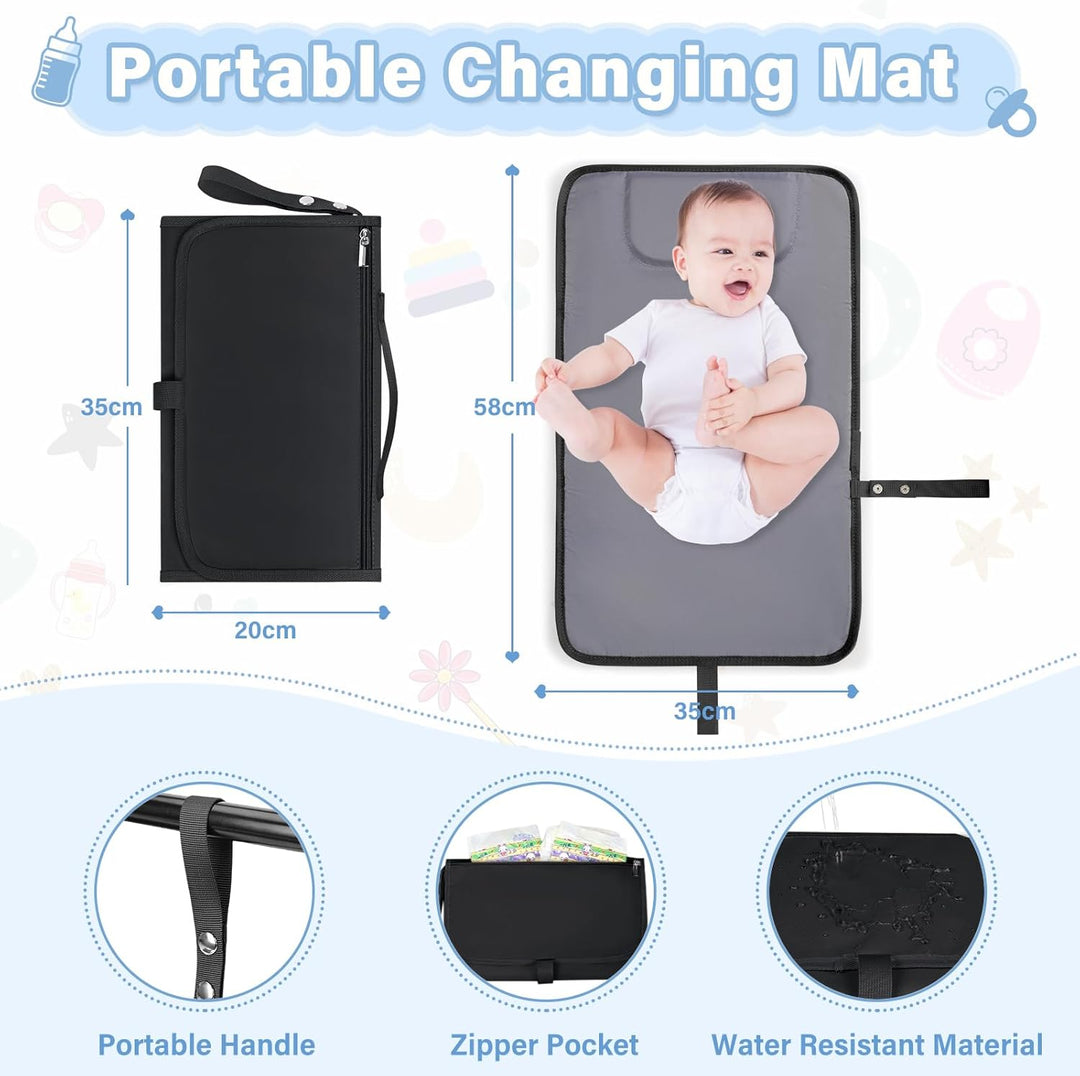 RAINSMORE Baby Wickelrucksack Gross mit Mobiler Wickelauflage Multifunktions Wickeltasche Kinderwage