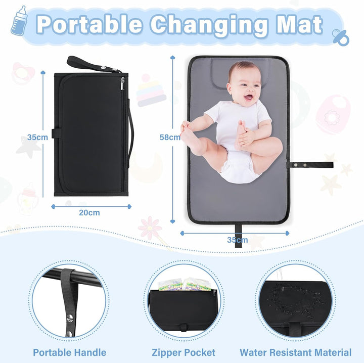 RAINSMORE Baby Wickelrucksack Gross mit Mobiler Wickelauflage Multifunktions Wickeltasche Kinderwage