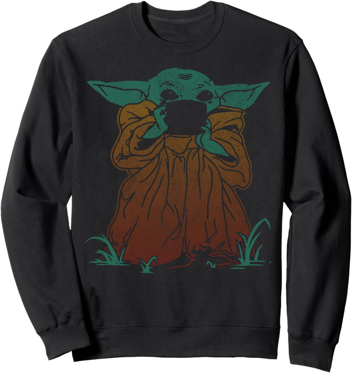Star Wars Mandalorian The Child With Cup Black Background Sweatshirt