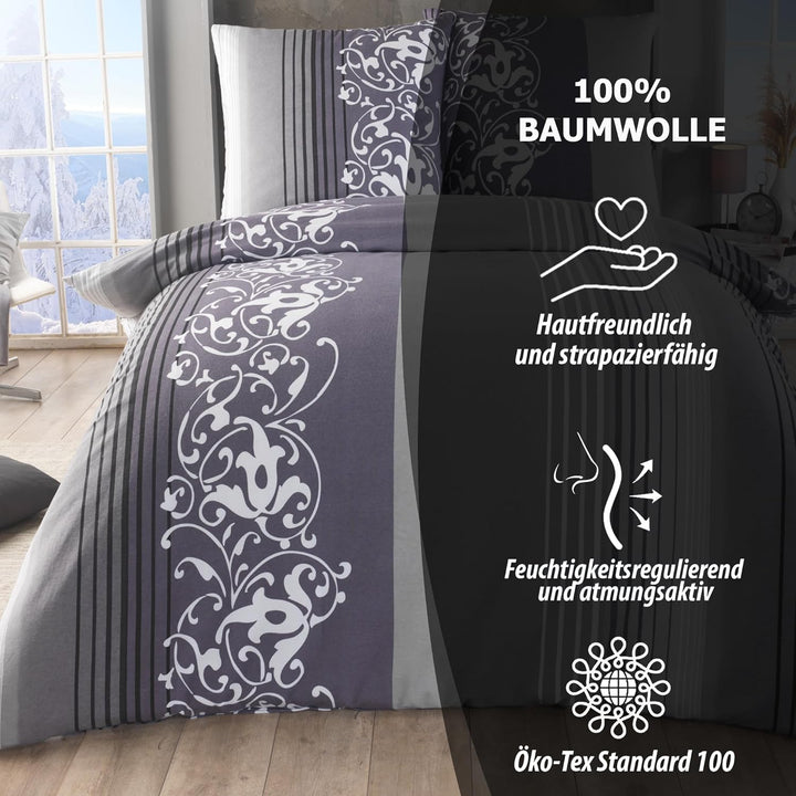 Baumwolle feinbiber Bettwäsche 135x200 Kissenbezug 80x80 Warme Biber Bettbezug mit Muster, Grösse:20