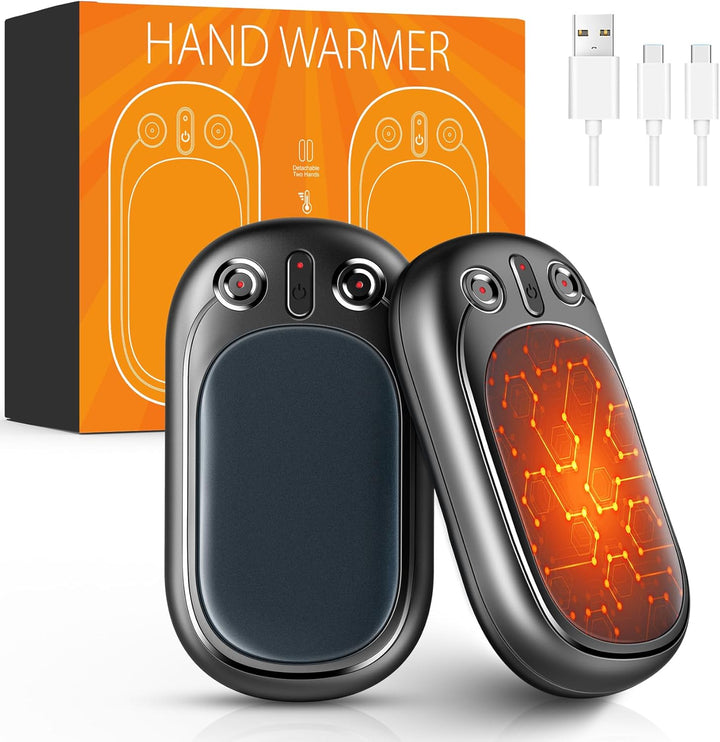 Handwärmer Elektrisch USB Wiederaufladbar 2er Set 12 Stunden, Taschenwärmer Wiederverwendbar Elektri