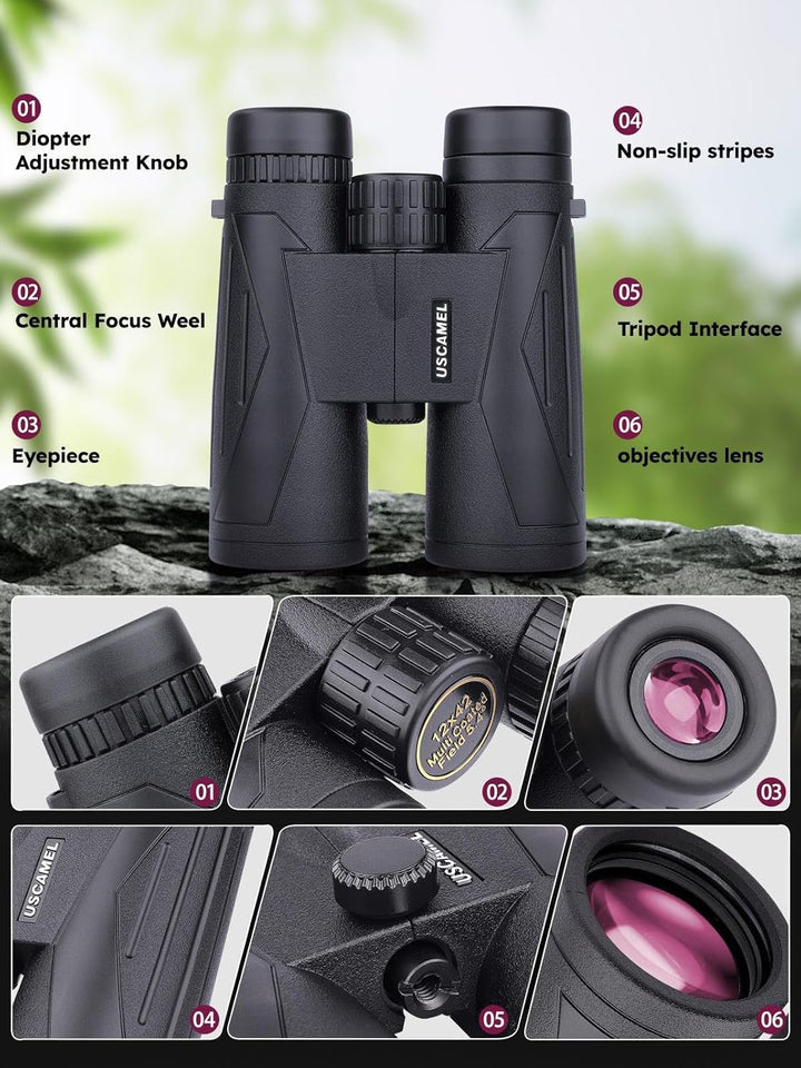 Fernglas 12x42 HD Binoculars Professional für Vogelbeobachtung, Jagd, Wandern, Sightseeing, FMC-Lins