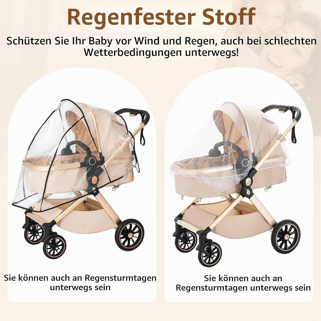 BEBBY 3-in-1 Kinderwagen KombiKinderwagen-Set 2-in-1 Buggy faltbar Luxus Hochlandschaft Neugeborenes