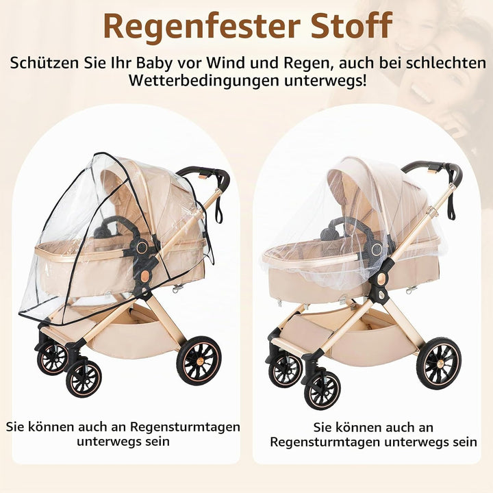 BEBBY 3-in-1 Kinderwagen KombiKinderwagen-Set 2-in-1 Buggy faltbar Luxus Hochlandschaft Neugeborenes
