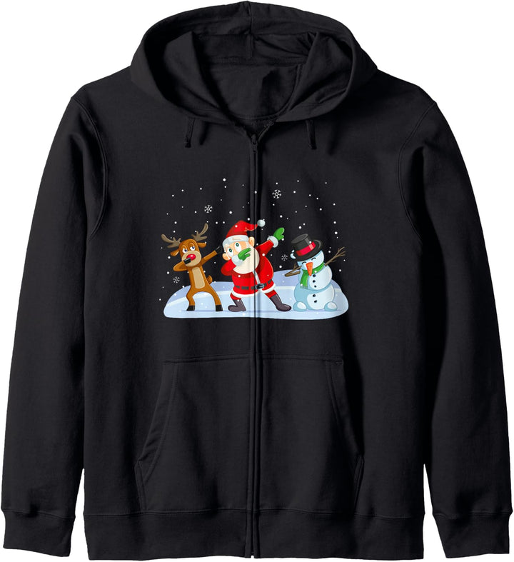 Dabbing Weihnachtsmann Rentier Schneemann Xmas Weihnachts Kapuzenjacke