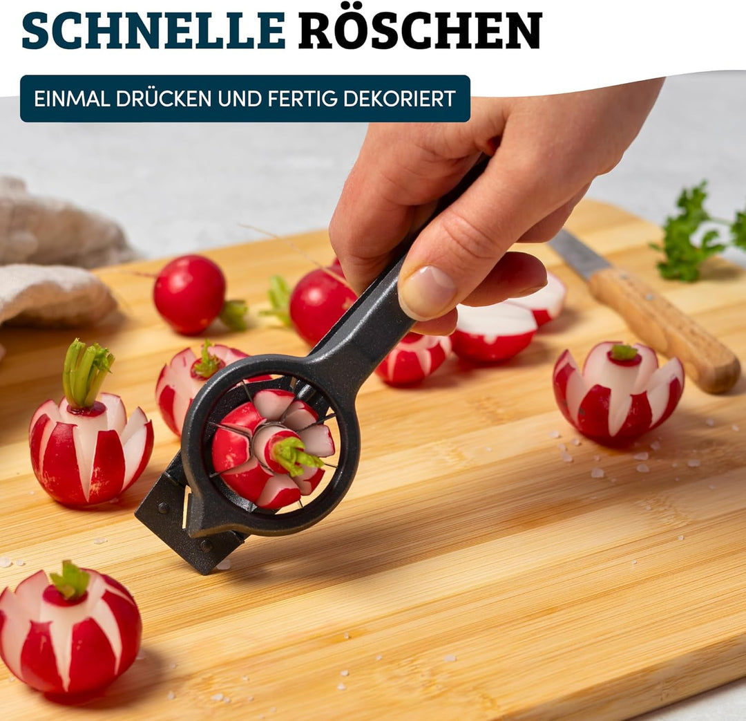Westmark Radieschen Schneider Decoretto Black Edition – Radieschen & Zitronen verzieren – Buffet & S
