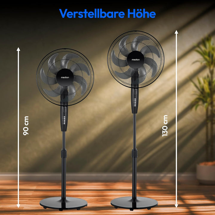 MEDION P21 SF Standventilator mit Fernbedienung (Ventilator leise, 3 Modi Schlafmodus Natur Oszilier