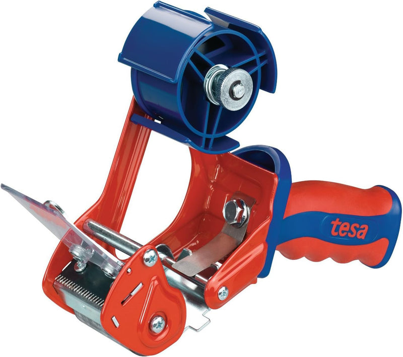 tesa 6400 Packband Handabroller COMFORT - Abroller für Paketbänder & Easy Cut Economy Klebebandabrol