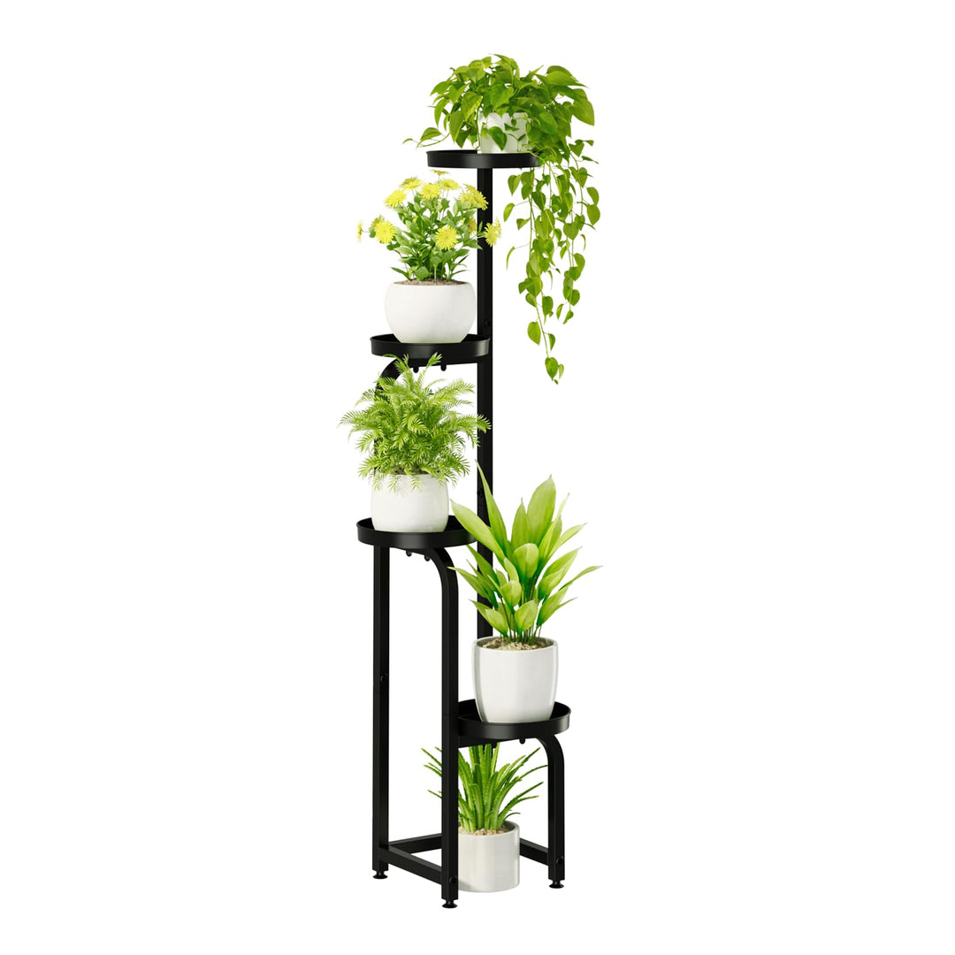 Bamworld Hoher Pflanzenständer für drinnen und draussen, Eck-Blumentopfständer aus Metall für mehrer