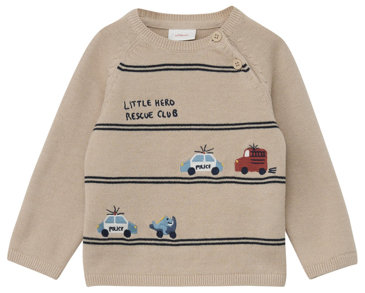 s.Oliver Unisex Baby Pullover mit Auto Motiven 68 8138 Braun, 68 8138 Braun