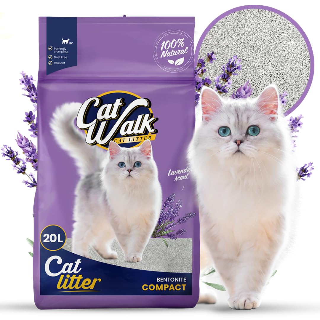 CatWalk Lavendel Katzenstreu | 20L - Einzelpack | 100% Bentonit, klumpend, Geruchskontrolle, Frische