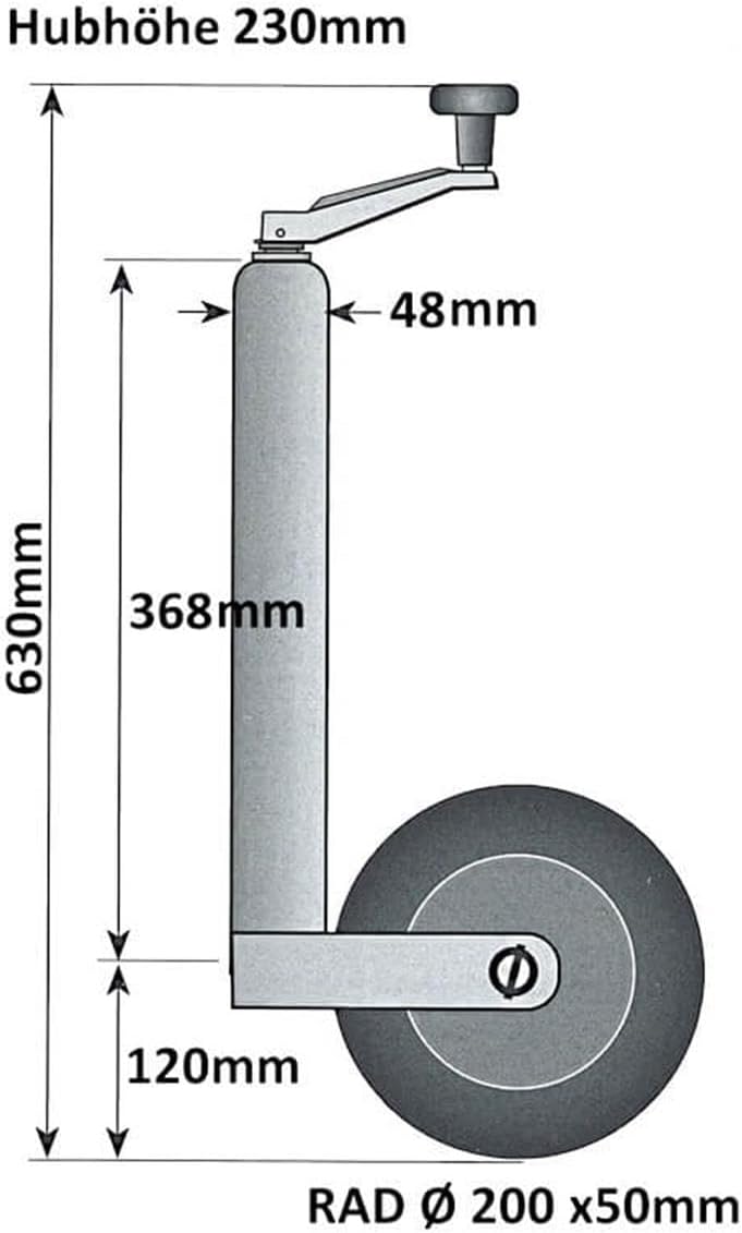 Generisch 150 kg Stützrad: Stark, sicher, einfach – der perfekte Begleiter für deinen Anhänger | Meh