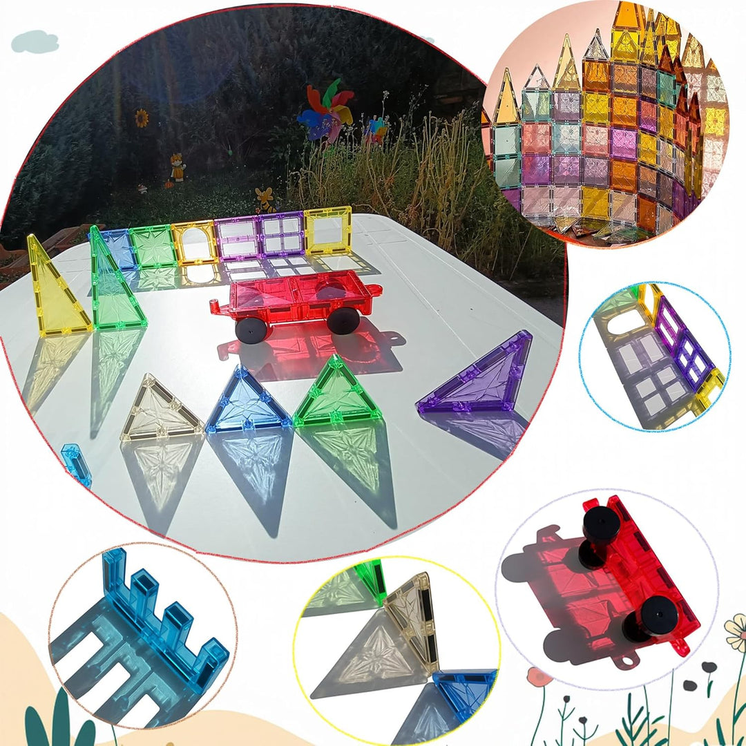 Magnetische Fliesen, STEM-Bauspielzeug mit 100 Teilen, sensorische magnetische Bausteine für Kleinki