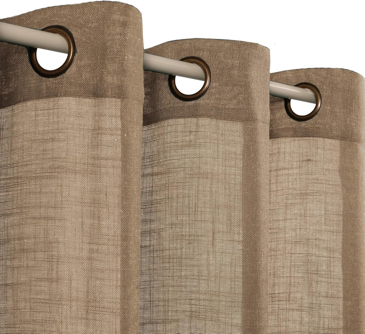 VOILYBIRD Natürliche Leinenstruktur Vorhänge mit Ösen Leinen Gardinen für Schlafzimmer 2er Set (HxB
