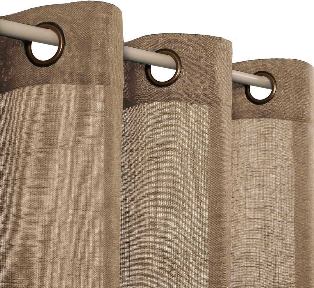 VOILYBIRD Natürliche Leinenstruktur Vorhänge mit Ösen Leinen Gardinen für Schlafzimmer 2er Set (HxB